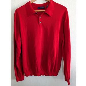 Grant Thomas Red Pima Cotton Long Sleeve Polo Sweater Men’s L